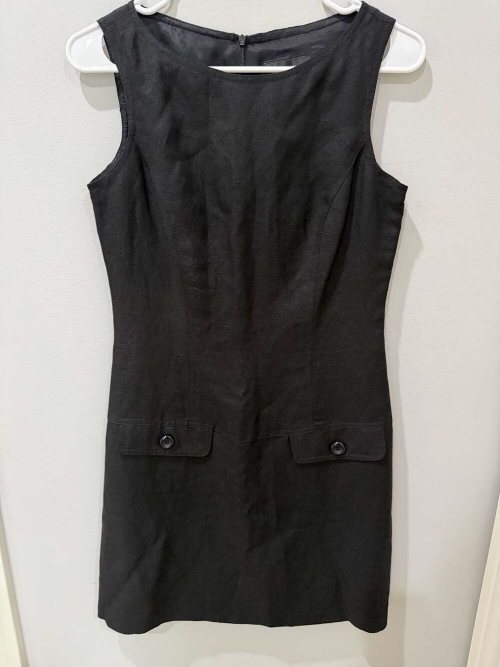 Classic Black Linen Blend Sheath Dress preppy Size 6